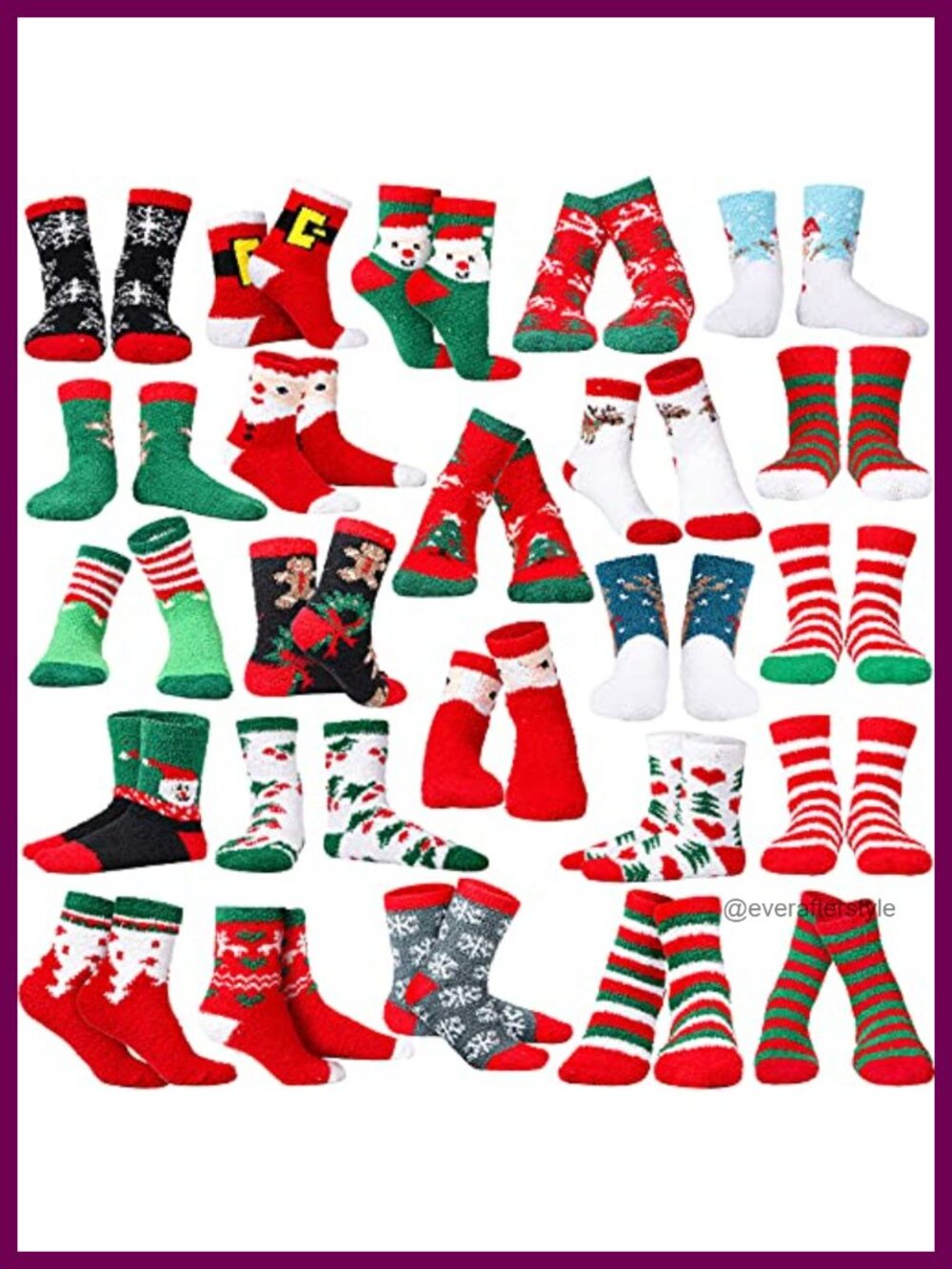 24 Pairs Christmas Fuzzy Slipper Socks Coral Fleece Women's Cozy Winter